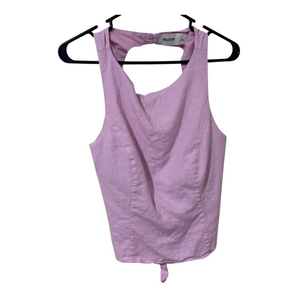 Hollister linen-blend open-back top rose quartz size Medium - Picture 3 of 9